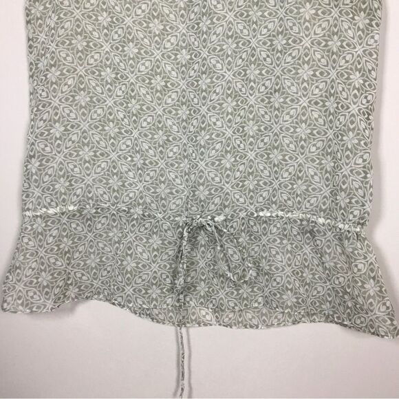 Sheer green and white sleeveless floaty top drawstring drop waist cottagecore M - Picture 3 of 7